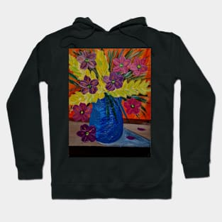 Some lovely abstract  mixed flowers. In a metallic glass Hoodie